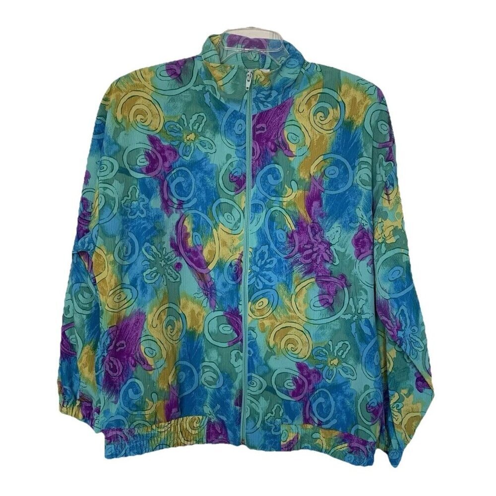 Erin London Vintage Jacket Windbreaker Colorful 80’s Women’s Size Large New